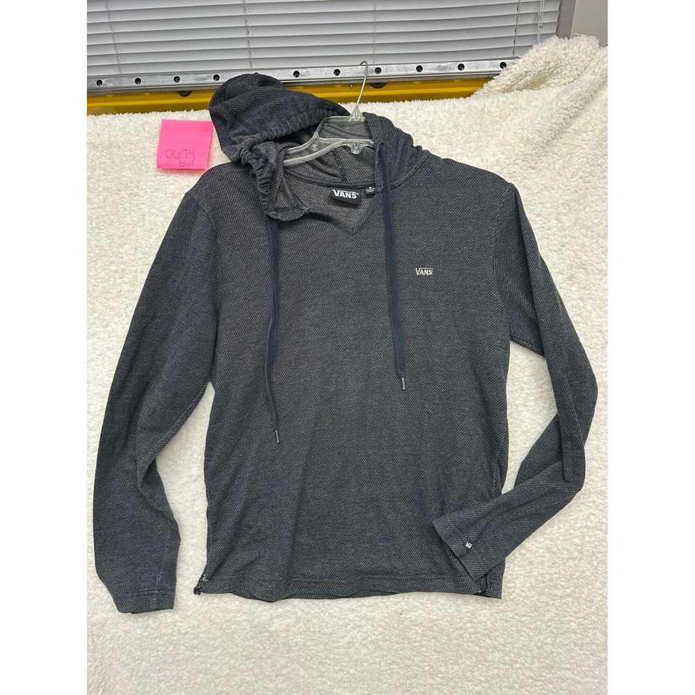 Vans Mens Charcoal Gray Textured Knit Pullover Hoodie V-Neck Small RN96277